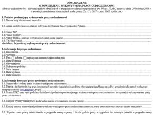 zatrudnianie obywatela ukrainy_oświadczenie o powierzeniu wykonywania pracy